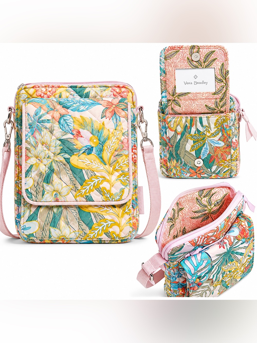 Vera Bradley RFID Mini Hipster Crossbody Rain Forest Canopy Sustainable Cotton